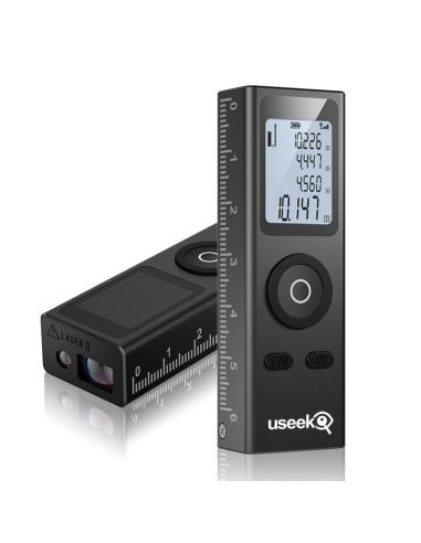 USEEK Mini Misuratore Laser Digitale 30 m USB-C, precisione 1 mm, display LCD, multifunzione Area Volume Pitagora, 28 g