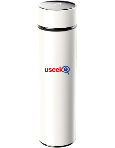 USEEK Borraccia Termica Smart 500 ml con display LED touch, acciaio inox 304, isolamento 24 ore, antigoccia, BPA free