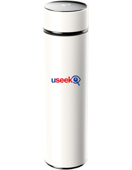 USEEK Borraccia Termica Smart 500 ml con display LED touch, acciaio inox 304, isolamento 24 ore, antigoccia, BPA free