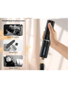 USEEK Cavatappi Elettrico USB-C ricaricabile con tagliacapsule, apribottiglie automatico, batteria 500 mAh, idea regalo vino 2