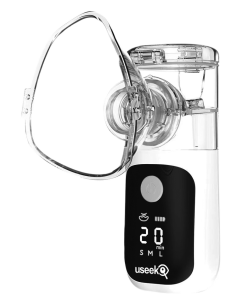 USEEK Nebulizzatore Portatile Mesh ricaricabile, silenzioso ≤20 dB, display LED, pulizia automatica, 3 velocità, adulto/bimbo