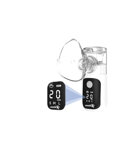 USEEK Nebulizzatore Portatile Mesh ricaricabile, silenzioso ≤20 dB, display LED, pulizia automatica, 3 velocità, adulto/bimbo