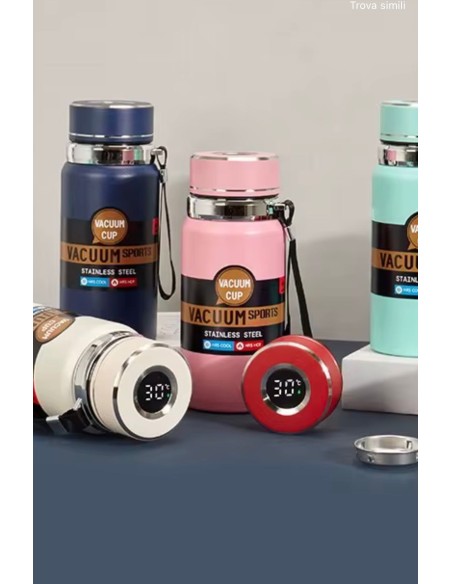 USEEK Borraccia Termica Digitale 1000 ml in acciaio inox 316 con display LED touch, isolamento 24 ore, filtro tè e laccio