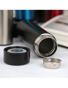 USEEK Borraccia Termica Smart 500 ml con display LED touch, acciaio inox 304, isolamento 24 ore, antigoccia, BPA free