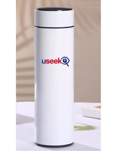 USEEK Borraccia Termica Smart 500 ml con display LED touch, acciaio inox 304, isolamento 24 ore, antigoccia, BPA free