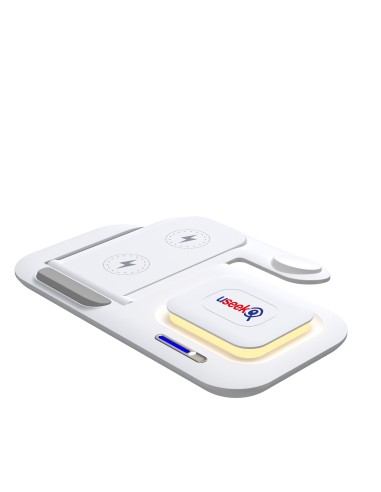 USEEK Caricatore Wireless 5 in 1 Pieghevole con luce LED, ricarica rapida per smartphone, smartwatch e auricolari, USB