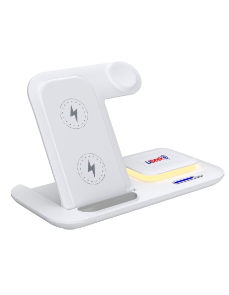 USEEK Caricatore Wireless 5 in 1 Pieghevole con luce LED, ricarica rapida per smartphone, smartwatch e auricolari, USB