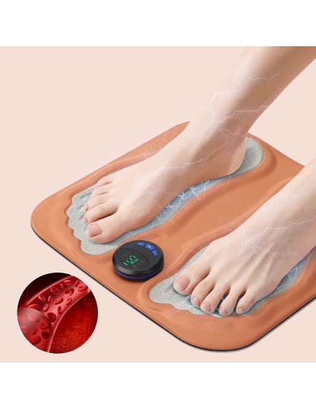 USEEK Massaggiatore Plantare EMS con telecomando, ricaricabile USB, 6 modalità e 15 intensità, sollievo dolore e circolazione