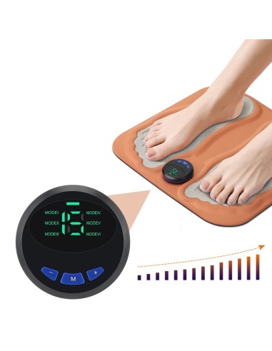 USEEK Massaggiatore Plantare EMS con telecomando, ricaricabile USB, 6 modalità e 15 intensità, sollievo dolore e circolazione