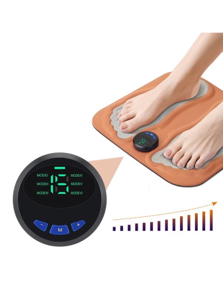 USEEK Massaggiatore Plantare EMS con telecomando, ricaricabile USB, 6 modalità e 15 intensità, sollievo dolore e circolazione