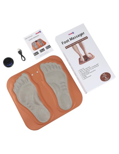 USEEK Massaggiatore Plantare EMS con telecomando, ricaricabile USB, 6 modalità e 15 intensità, sollievo dolore e circolazione