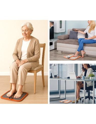 USEEK Massaggiatore Plantare EMS con telecomando, ricaricabile USB, 6 modalità e 15 intensità, sollievo dolore e circolazione