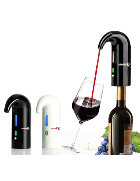 USEEK Dispenser Elettrico per Vino con aeratore automatico, ricaricabile USB, versamento senza gocce, batteria 1500 mAh