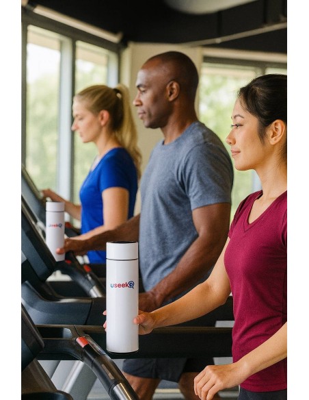 USEEK Borraccia Termica Smart 500 ml con display LED touch, acciaio inox 304, isolamento 24 ore, antigoccia, BPA free