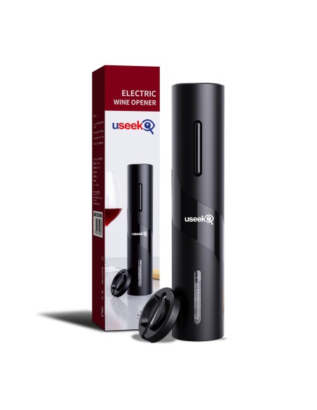 USEEK Cavatappi Elettrico USB-C ricaricabile con tagliacapsule, apribottiglie automatico, batteria 500 mAh, idea regalo vino